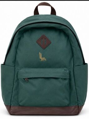 Loulu Green Canvas Vegan Leather Backpack Travel School Laptop Bag